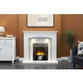 Aurora 48' Barcelona Fireplace China White Sparkly Grey Slips 1'