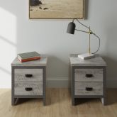 GFW BOS2B2GRY BOSTON 2 DRAWER BEDSIDE TABLE PAIR GREY