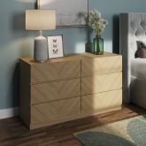 GFW CAT33COAK CATANIA 3+3 DRAWER CHEST EURO OAK