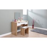 GFW ELIDRSOAK ELIZABETH DRESSING TABLE SET OAK + WHITE