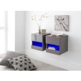 GFW GALWHBGGG GALICIA PAIR OF WALL HANGING BEDSIDE TABLES GREY