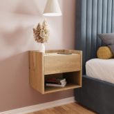 GFW HARWMBOAK HARMONY WALL MOUNTED PAIR OF BEDSIDE TABLES OAK