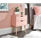 GFW NBG1BSCPK NYBORG SINGLE 2 DRAWER BEDSIDE CORAL PINK