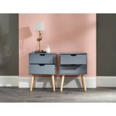GFW NBG2BSDGR NYBORG PAIR OF 2 DRAWER BEDSIDES DARK GREY