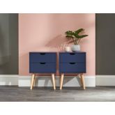 GFW NBG2BSNSB NYBORG PAIR OF 2 DRAWER BEDSIDES NIGHTSHADOW BLUE
