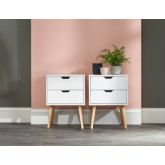 GFW NBG2BSWHT NYBORG PAIR OF 2 DRAWER BEDSIDES WHITE