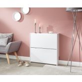 GFW NRG2TSWHT NARROW HIGH GLOSS 2 TIER SHOE CABINET WHITE