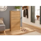 GFW STR3TSOAK STIRLING THREE TIER SHOE CABINET OAK