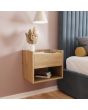 GFW HARWMBOAK HARMONY WALL MOUNTED PAIR OF BEDSIDE TABLES OAK