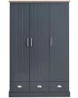 GFW KEN33WSBL KENDAL 3 DOOR 3 DRAWER WARDROBE SLATE BLUE