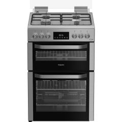 Hotpoint HDG6GDCX Freestanding 60cm Gas Cooker with Double Oven