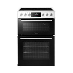 Midea MFO24EME4R118-WH 60cm Double Oven FS Cooker with Ceramic Hob - White - AA Rated