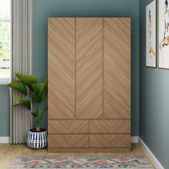 GFW CAT34WOAK CATANIA 3 DOOR 4 DRAWER WARDROBE EURO OAK