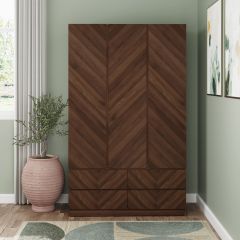 GFW CAT34WWAL CATANIA 3 DOOR 4 DRAWER WARDROBE ROYAL WALNUT