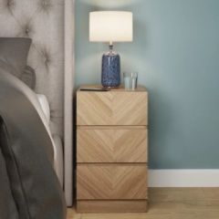 GFW CAT3BSOAK CATANIA 3 DRAWER BEDSIDE TABLE EURO OAK