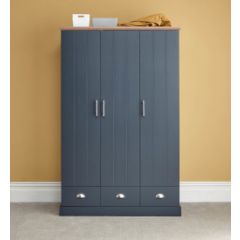 GFW KEN33WSBL KENDAL 3 DOOR 3 DRAWER WARDROBE SLATE BLUE