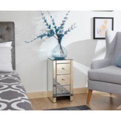 GFW MIR3DRCLR MIRRORED 3 DRAWER SLIM CHEST CLEAR GLASS