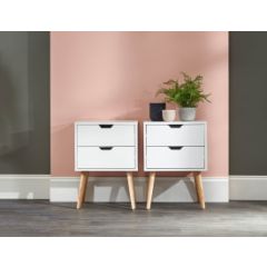 GFW NBG2BSWHT NYBORG PAIR OF 2 DRAWER BEDSIDES WHITE