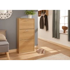 GFW STR3TSOAK STIRLING THREE TIER SHOE CABINET OAK