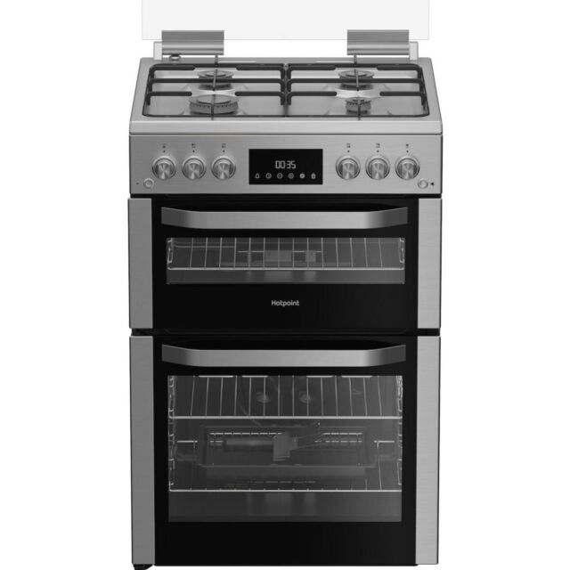 Hotpoint HDG6GDCX Freestanding 60cm Gas Cooker with Double Oven