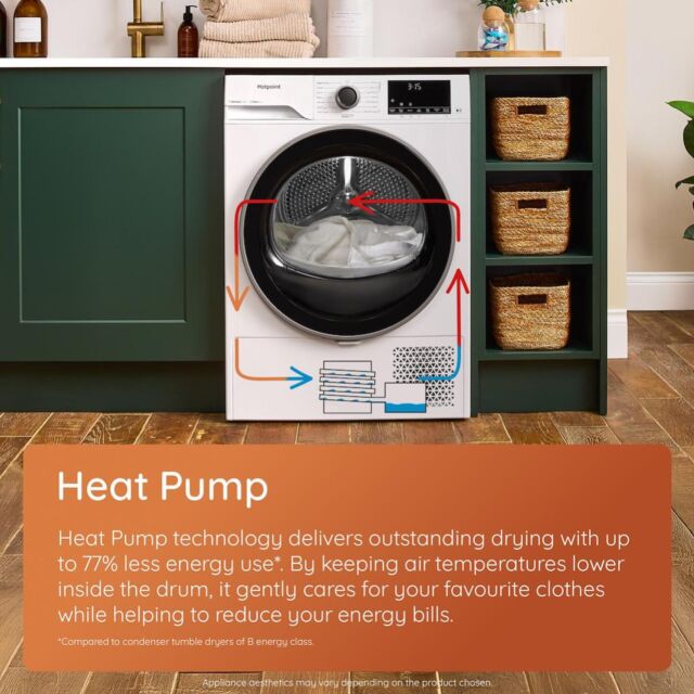 Hotpoint CHSD83MGGUK Freestanding 8kg Heat Pump Tumble Dryer with ColdGuard - Manhattan Gray