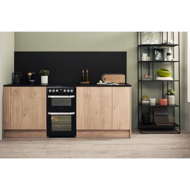 Hotpoint HD5V93CCB/UK Electric Freestanding 50cm Double Cooker - Black