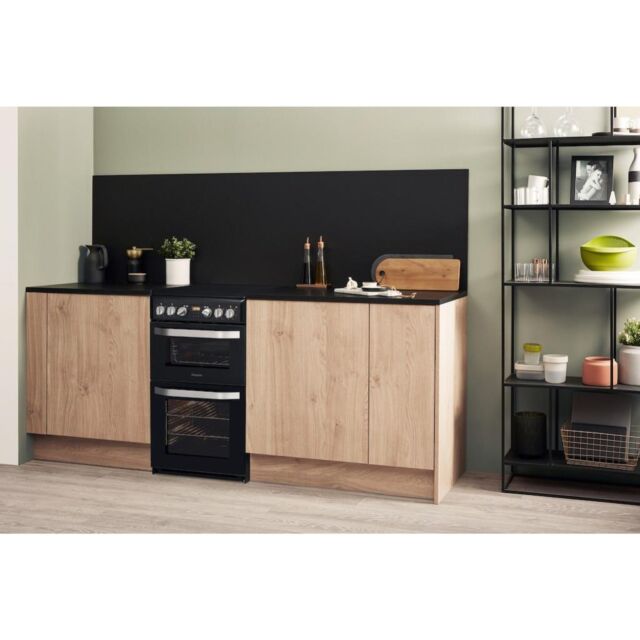 Hotpoint HD5V93CCB/UK Electric Freestanding 50cm Double Cooker - Black