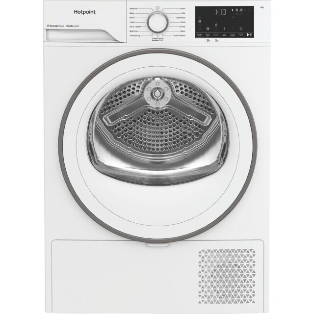 Hotpoint CHSD83MWWUK Freestanding 8kg Heat Pump Tumble Dryer with ColdGuard - White