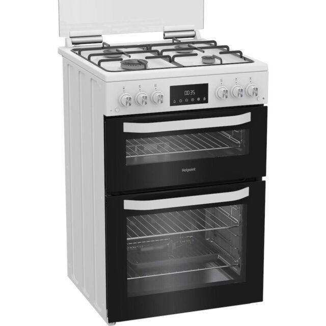 Hotpoint HDG6GDCW Freestanding 60cm Gas Double Cooker - White