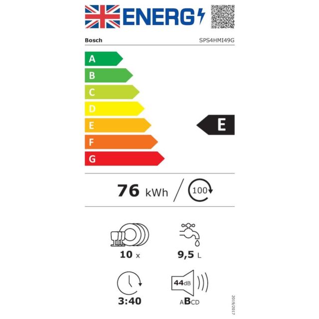Bosch SPS4HMI49G, Free-standing dishwasher