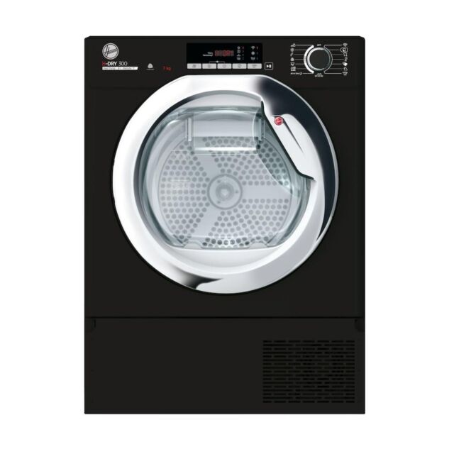 Hoover BATDH7A1TCEB-80 H-DRY 300 PRO Integrated 7kg Heat Pump Tumble Dryer - A+ Energy Rated - Black & Chrome