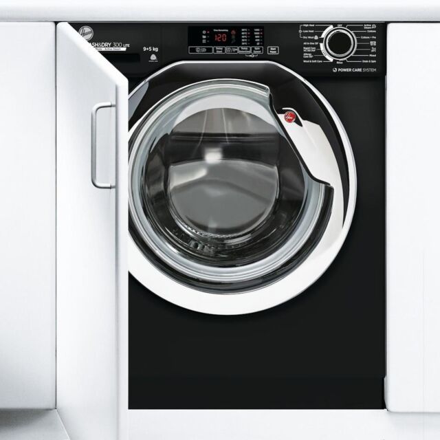 Hoover HBDS495D1ACBE-80 H-WASH&DRY 300 LITE Integrated Washer Dryer, 9/5kg Capacity, 1400rpm, E/C Energy Rated - Black & Chrome