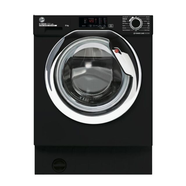 Hoover HBWS 49D3ACBE-80 H-WASH 300 LITE Integrated 9kg 1400rpm Washing Machine - C Energy Rated - Black & Chrome