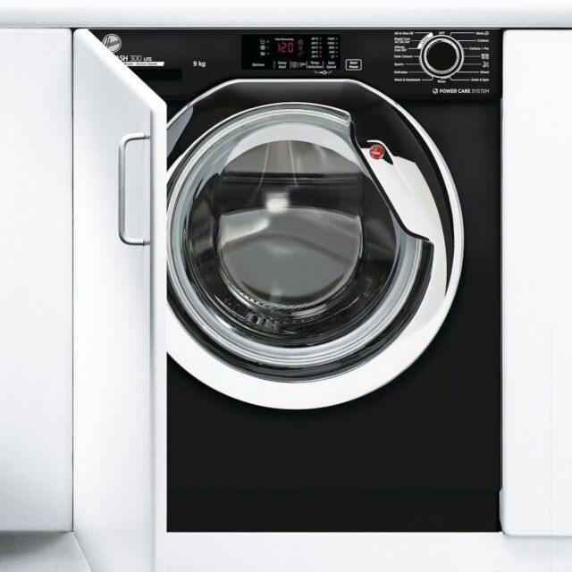 Hoover HBWS 49D3ACBE-80 H-WASH 300 LITE Integrated 9kg 1400rpm Washing Machine - C Energy Rated - Black & Chrome
