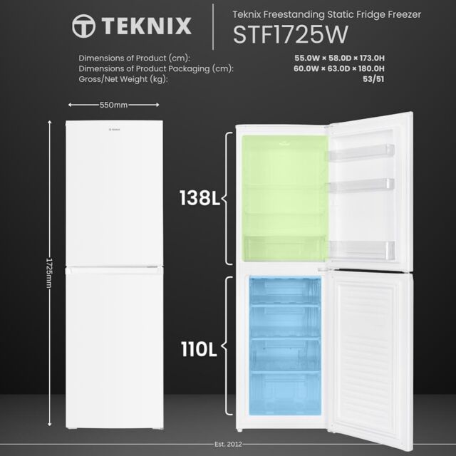 Teknix STF1725W 50/50 Fridge Freezer Static - White