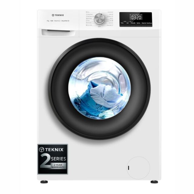 Teknix TK2W814HW 2 Series Freestanding 8kg 1400rpm Washing Machine with Steam - White - A Rated
