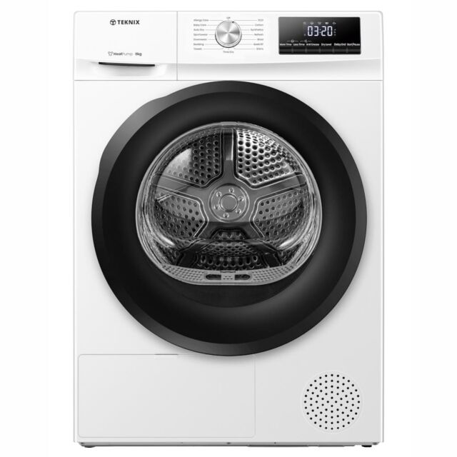 Teknix TKHP8HW Freestanding 8kg Heat Pump Tumble Dryer with Sensor Drying - White - D Rated