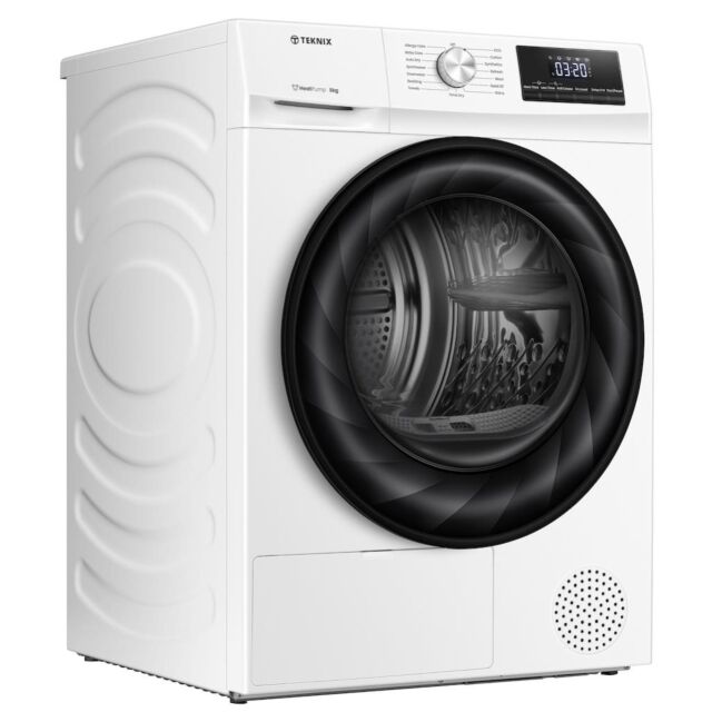 Teknix TKHP8HW Freestanding 8kg Heat Pump Tumble Dryer with Sensor Drying - White - D Rated
