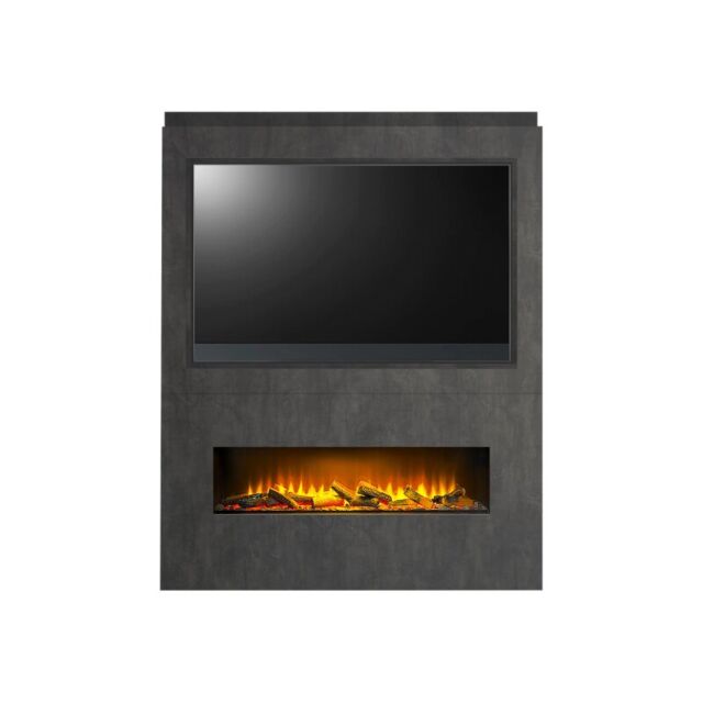 Nexus Media Wall Slate Venetian Plaster Effect Including Electric Fire