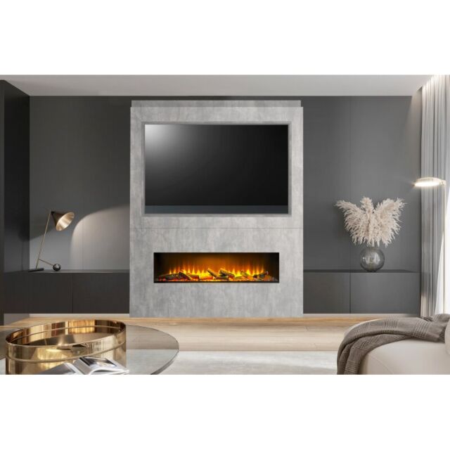 Nexus Media Wall Slate Venetian Plaster Effect Including Electric Fire