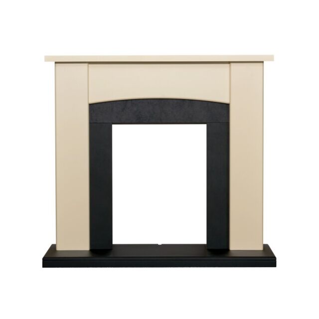 39' Holden Fireplace Cream With Black Back And Hearth