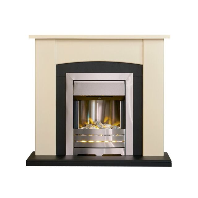 39' Holden Fireplace Cream With Black Back And Hearth