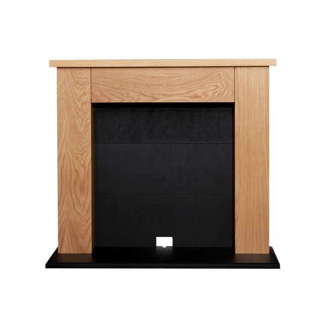 39' Chester Fireplace Oak Effect With Black Back And Hearth