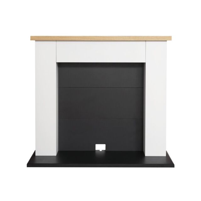 39' Chester Fireplace Oak Effect With Black Back And Hearth