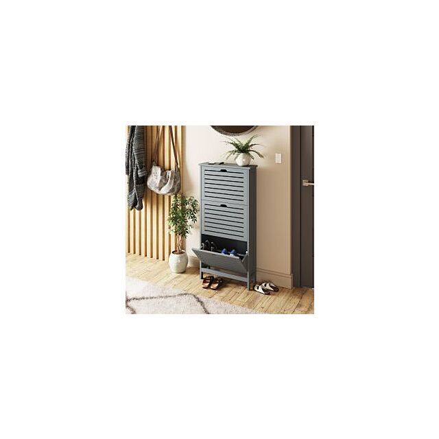 GFW BGN3TSGRY BERGEN THREE TIER SHOE CABINET GREY