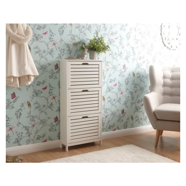 GFW BGN3TSWHT BERGEN THREE TIER SHOE CABINET WHITE