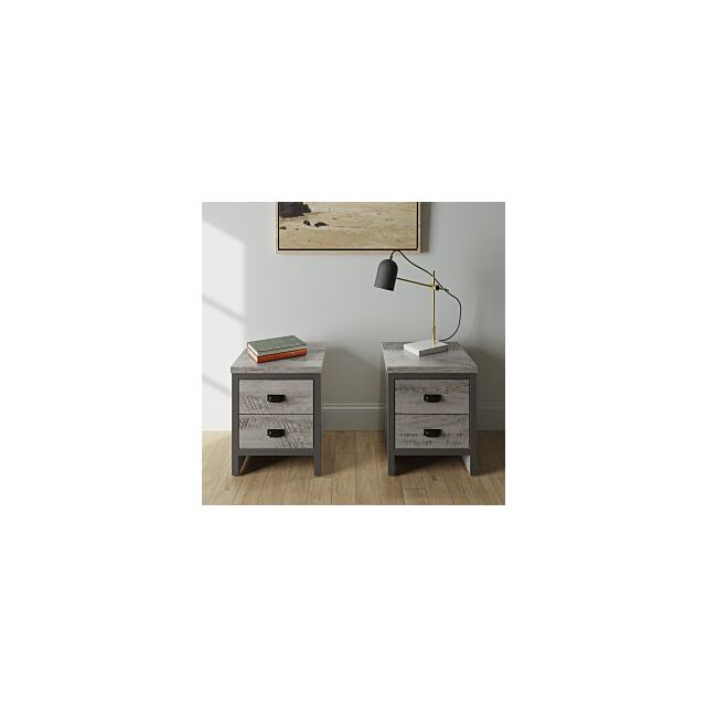 GFW BOS2B2GRY BOSTON 2 DRAWER BEDSIDE TABLE PAIR GREY