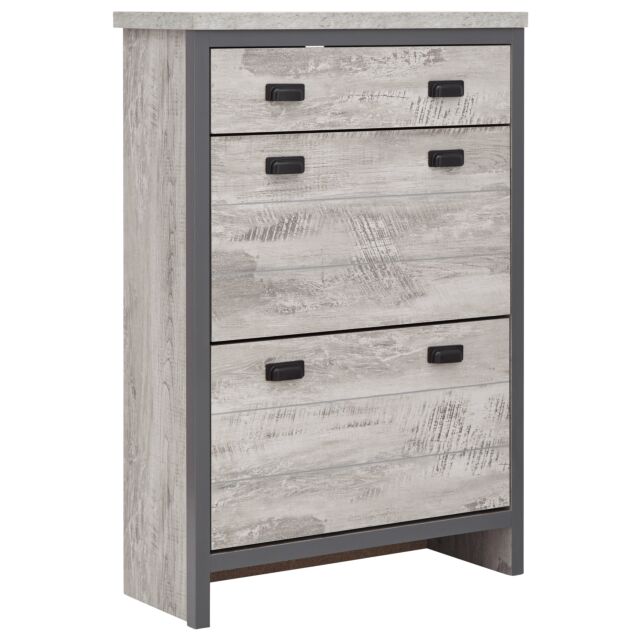 GFW BOS2TSGRY BOSTON 2 TIER 1 DRAWER SHOE CABINET GREY