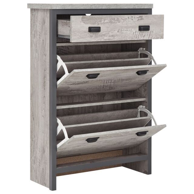 GFW BOS2TSGRY BOSTON 2 TIER 1 DRAWER SHOE CABINET GREY