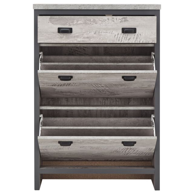 GFW BOS2TSGRY BOSTON 2 TIER 1 DRAWER SHOE CABINET GREY